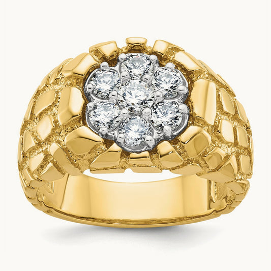 Textured Cluster Nugget Ring, 1.00 ct tw Lab-Grown Diamond