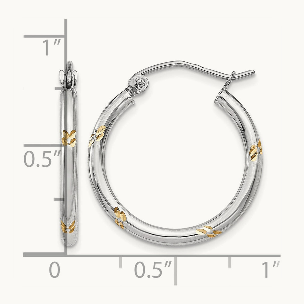 Diamond-cut Hoop Earrings with Yellow Rhodium — 19mm