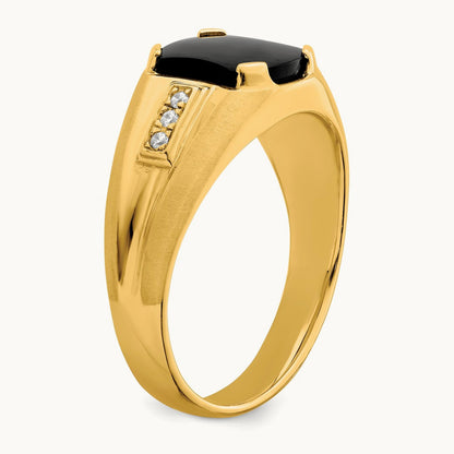 Onyx and Diamond Mens Ring, 14K