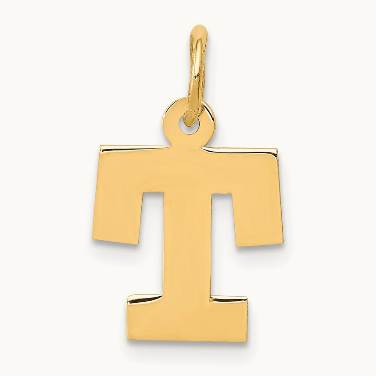 Small Block Initial Charm — 14K Yellow Gold, T