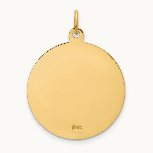 Solid Polished/Satin Round St. Florian Medal, 14K