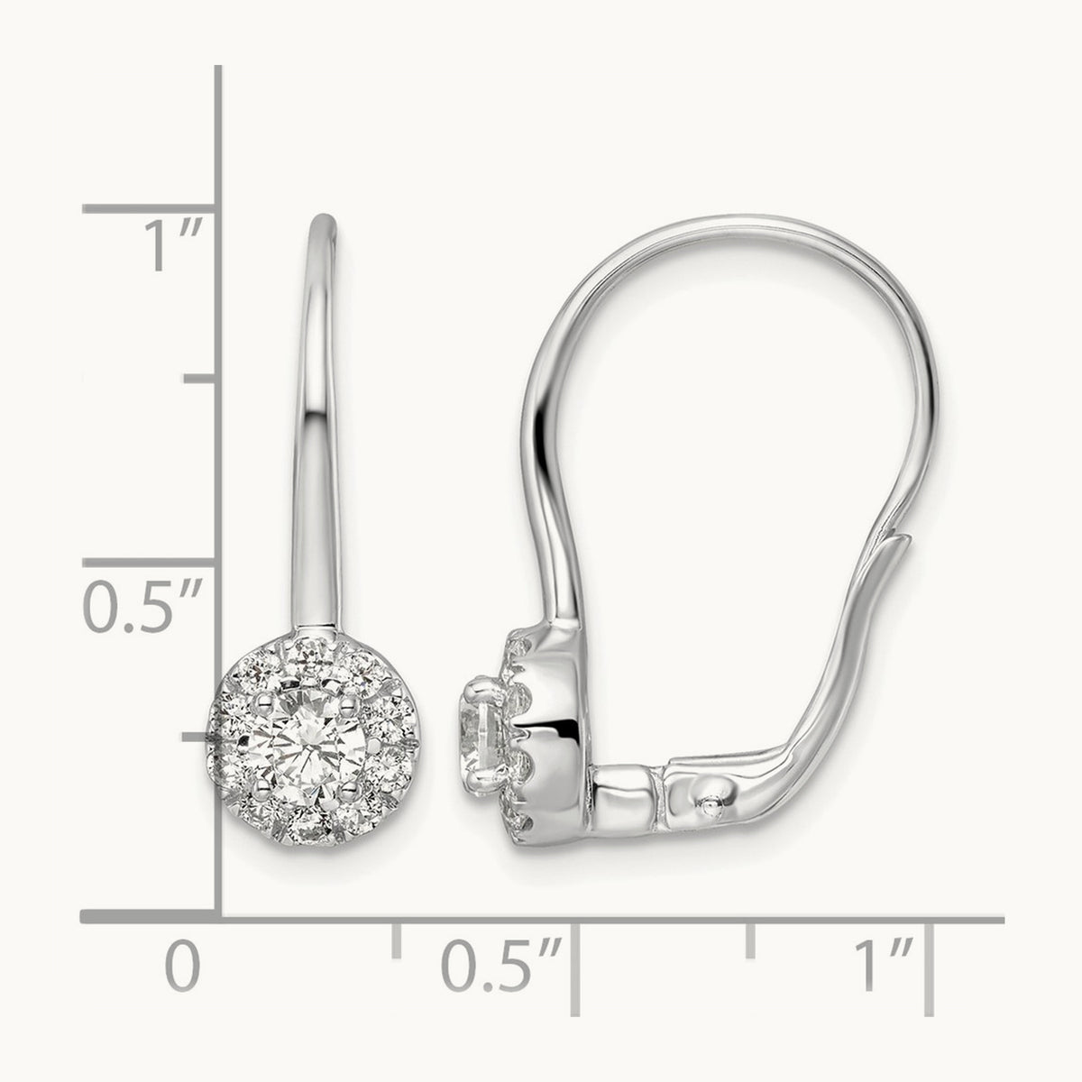 Drop Leverback Earrings, 0.75-1.50 ct tw Lab-Grown Diamond — 1 ct, 14K White Gold