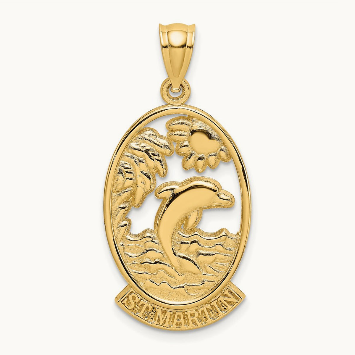 ST. MARTIN w/ Dolphin Sunset Charm, 14K