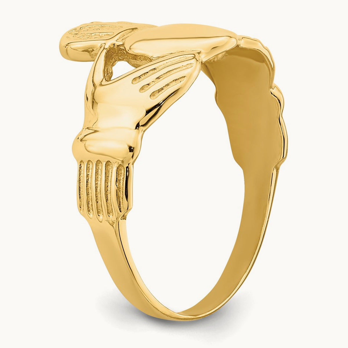 Polished Ladies Claddagh Ring, 14K