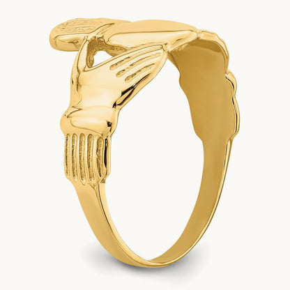 Polished Ladies Claddagh Ring, 14K