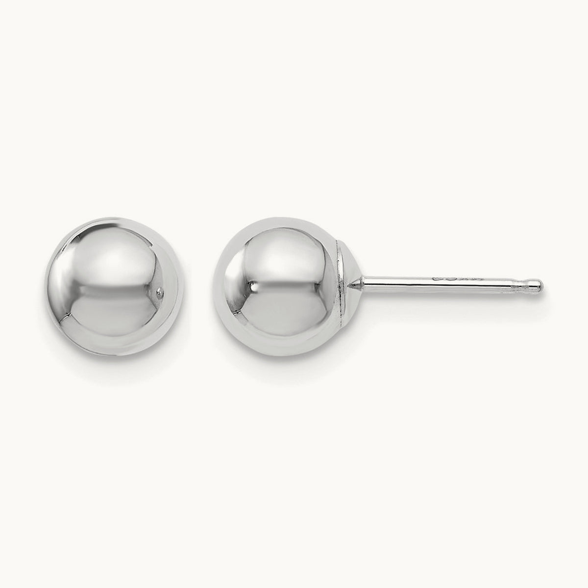 Polished Ball Post Earrings — 14K White Gold, 6mm