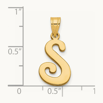 Script Letter S Initial Pendant, 14K