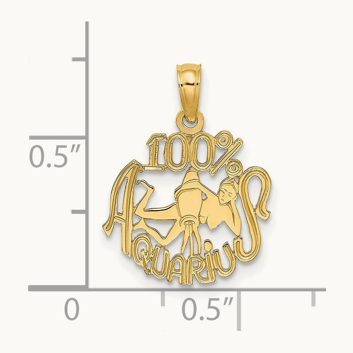 100% AQUARIUS Zodiac Charm — 14K Yellow Gold