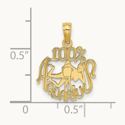 100% AQUARIUS Zodiac Charm — 14K Yellow Gold