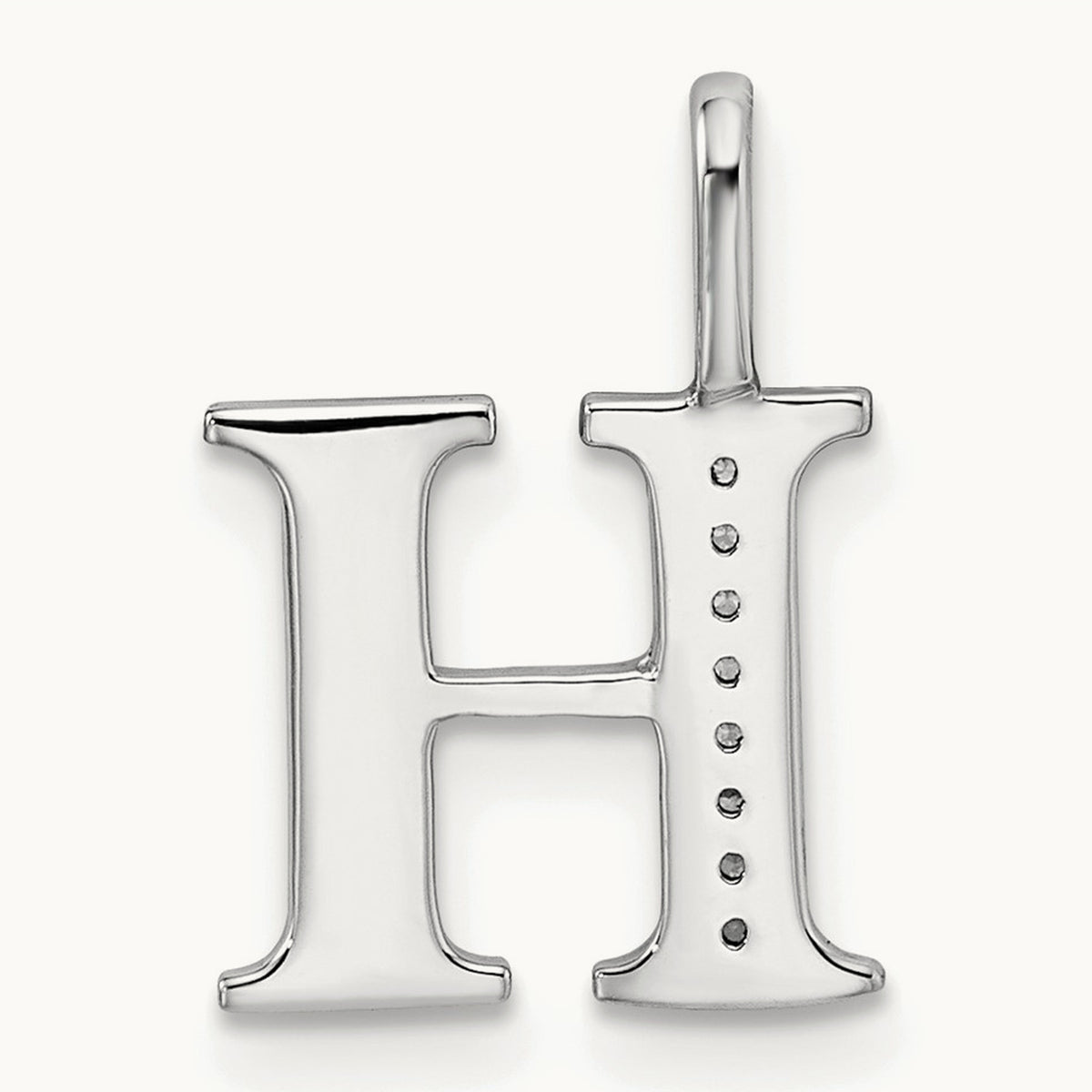 Diamond Letter H Initial Pendant, 14K White Gold