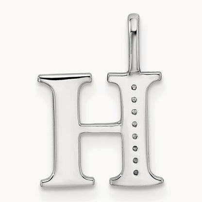 Diamond Letter H Initial Pendant, 14K White Gold