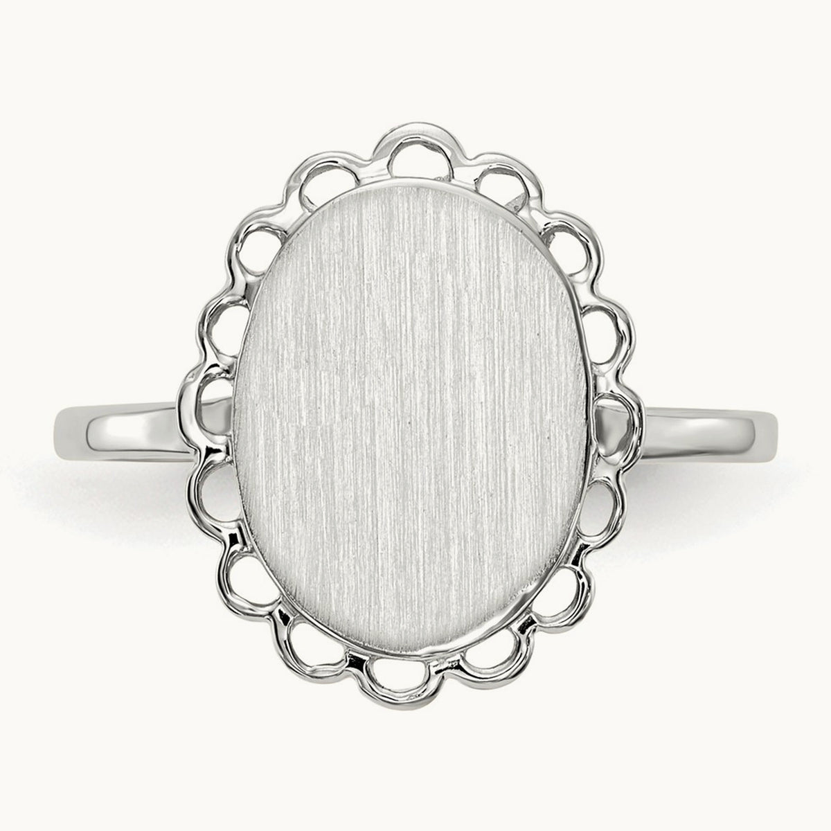 9.0x11. Open Back Signet Ring, 5mm, 14K White Gold