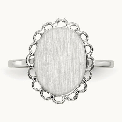 9.0x11. Open Back Signet Ring, 5mm, 14K White Gold