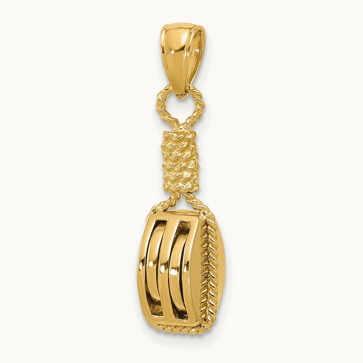 3D Block Mariners Pulley Charm, 14K