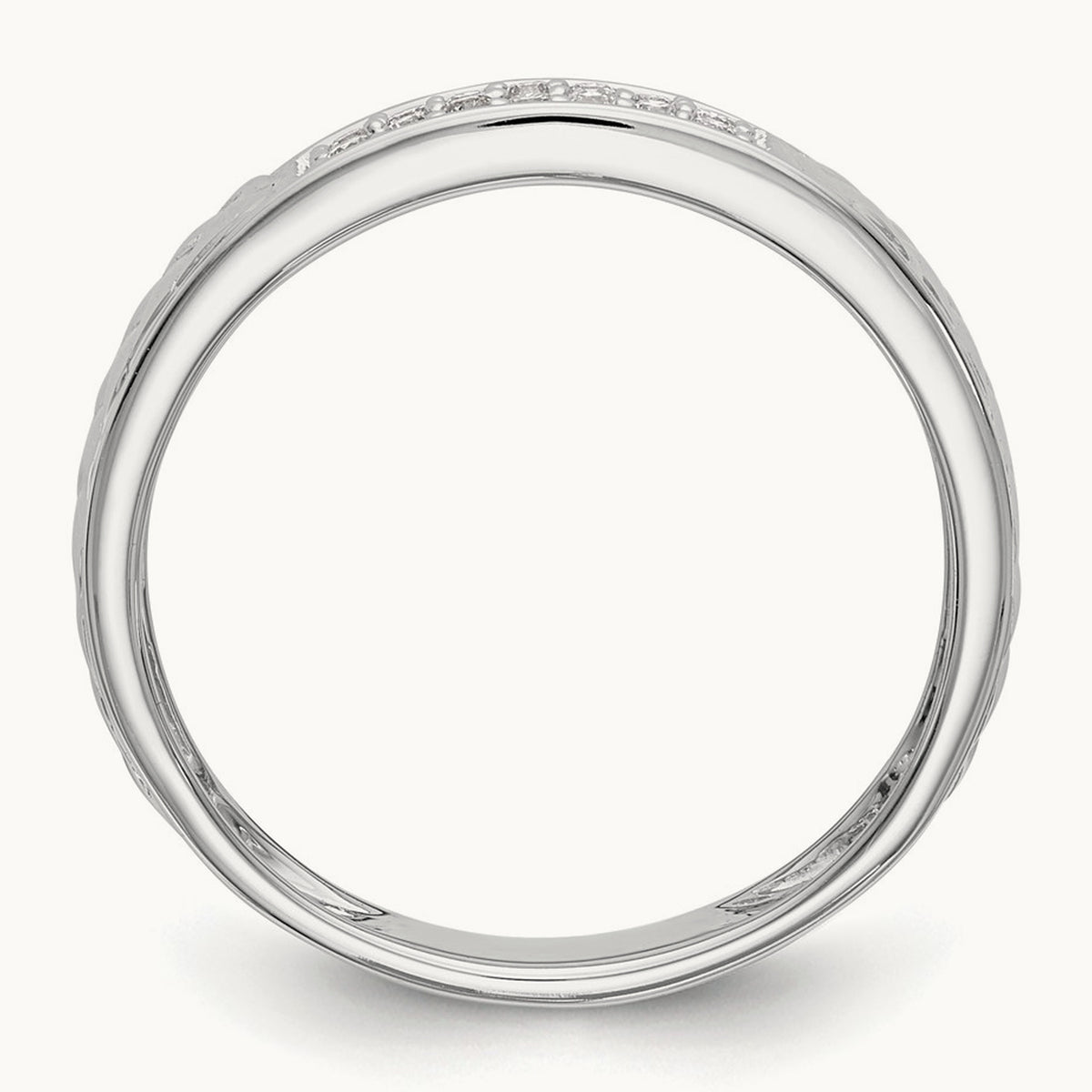 Diamond Trio Ladies Wedding Band, 10K White Gold