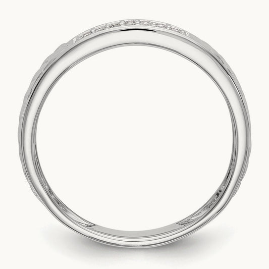 Diamond Trio Ladies Wedding Band, 14K White Gold