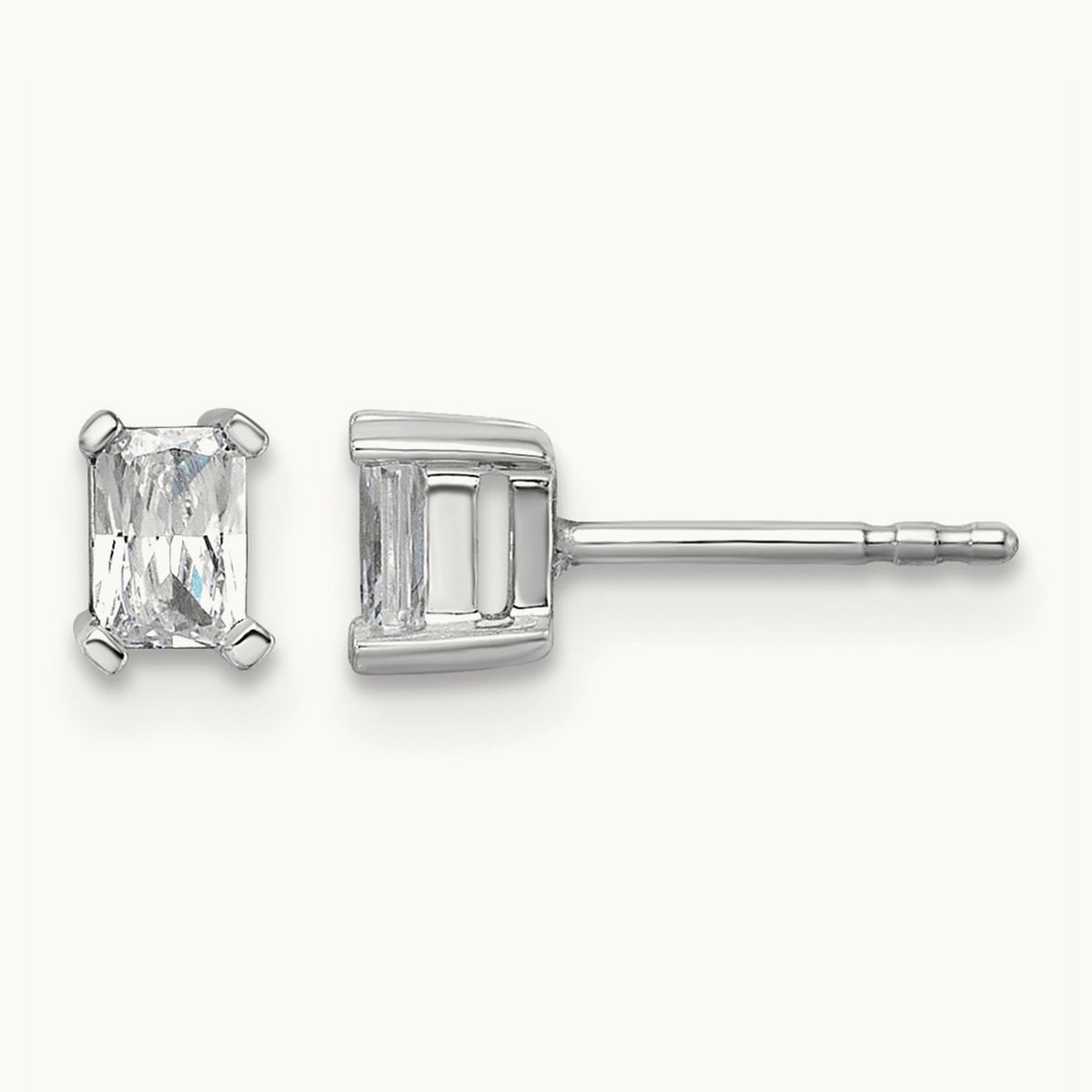Radiant Four-Prong Stud Earrings, 0.50-6.00 ct tw Lab-Grown Diamond — 1/2 ct, 14K White Gold