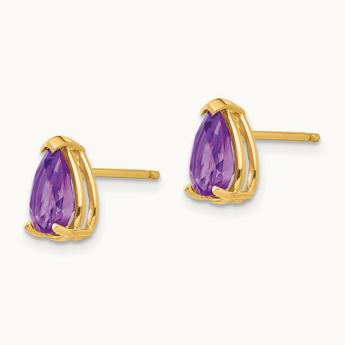 8x5mm Pear Amethyst Earrings, 14K