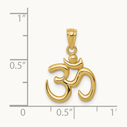 Polished Om Symbol Pendant, 14K Gold