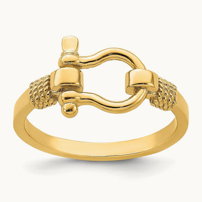 Shackle w/ Rope Edge Ring (Size 7), 14K