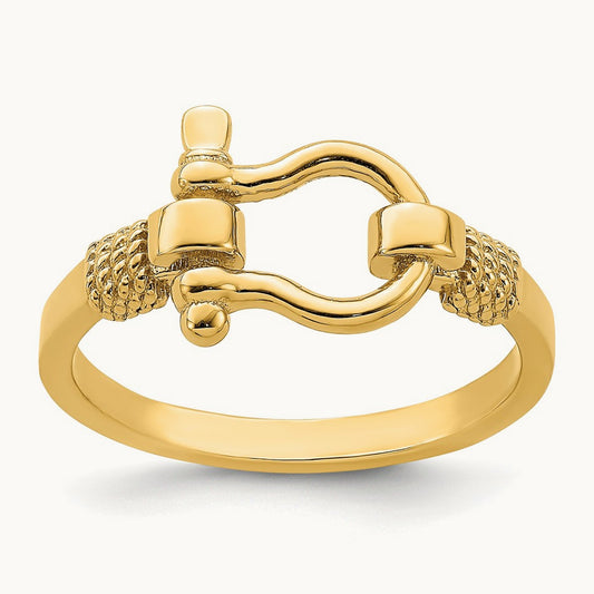 Shackle w/ Rope Edge Ring (Size 7), 14K