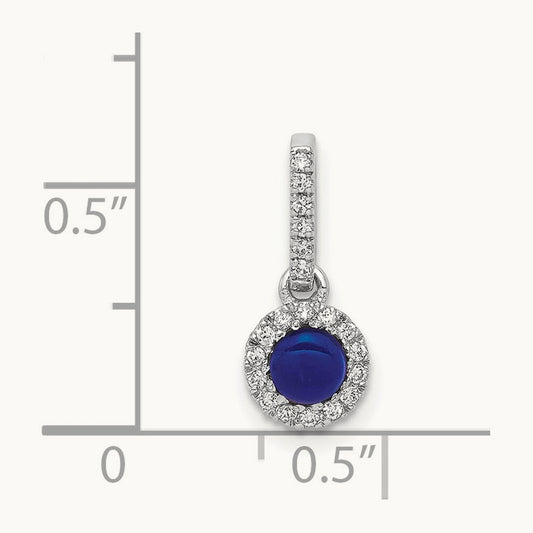 Diamond and Cabochon .47 Sapphire Halo Pendant, 14K White Gold