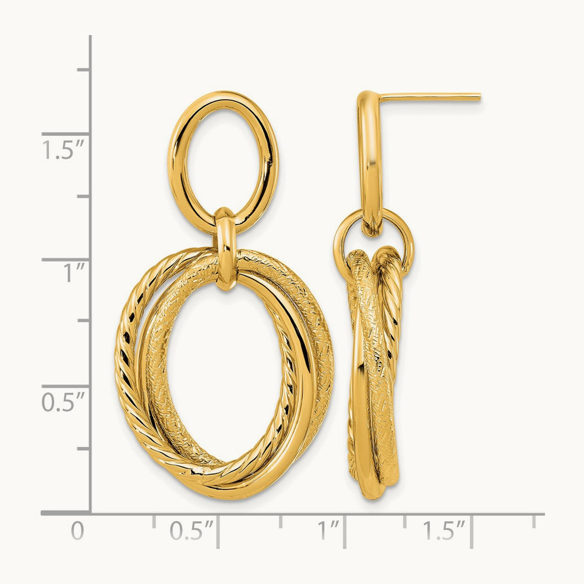Polished and Textured Post Dangle Earrings — Leslie's — photo set
