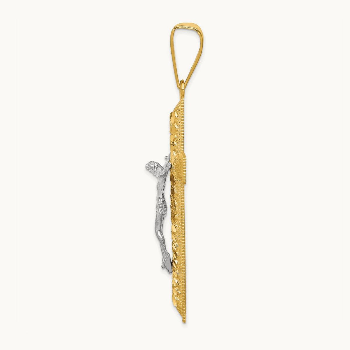 Diamond-cut Crucifix Pendant, 14K Two-tone