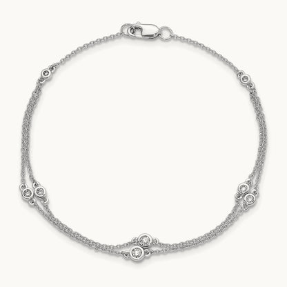 Diamond Multi Station Double Strand Bracelet — 14K White Gold