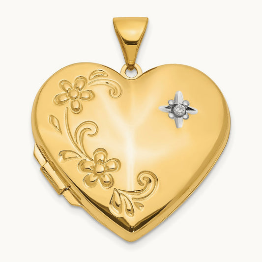 Diamond Floral Family Heart Locket, 14K