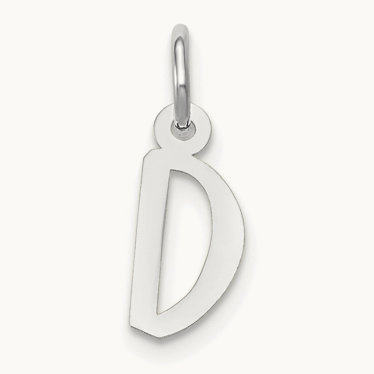 Small Slanted Block Initial Charm — 14K White Gold, D