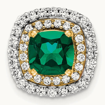 Created Emerald Chain Slide, 0.50 ct tw Lab-Grown Diamond
