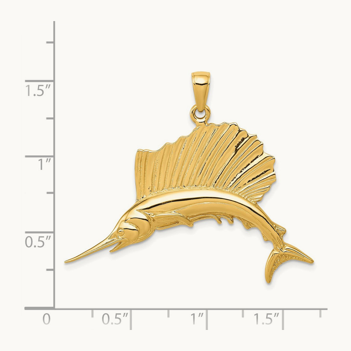 Polished Sailfish Pendant — 37mm