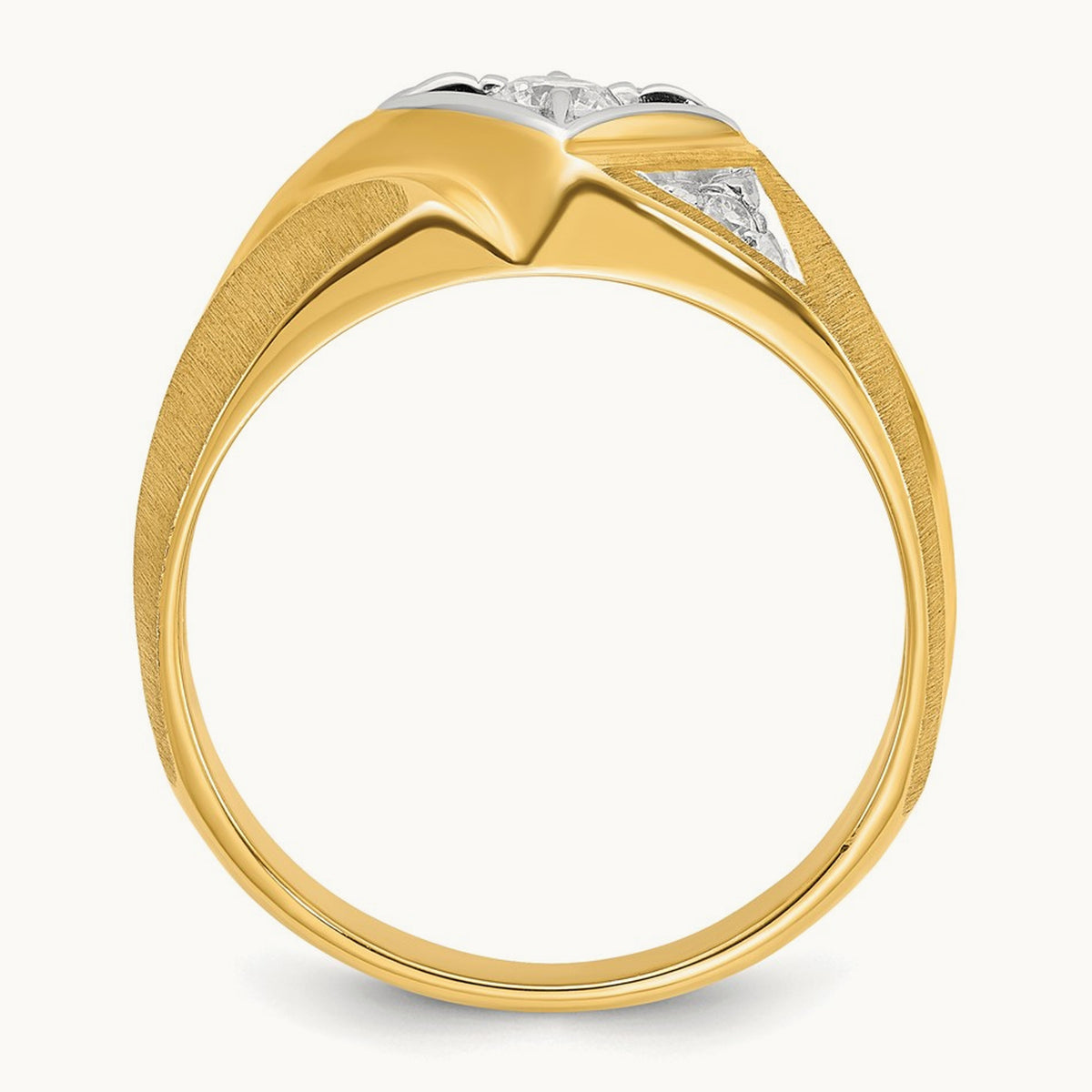 Men's Satin Diamond Complete Ring — 14K Two-Tone Gold