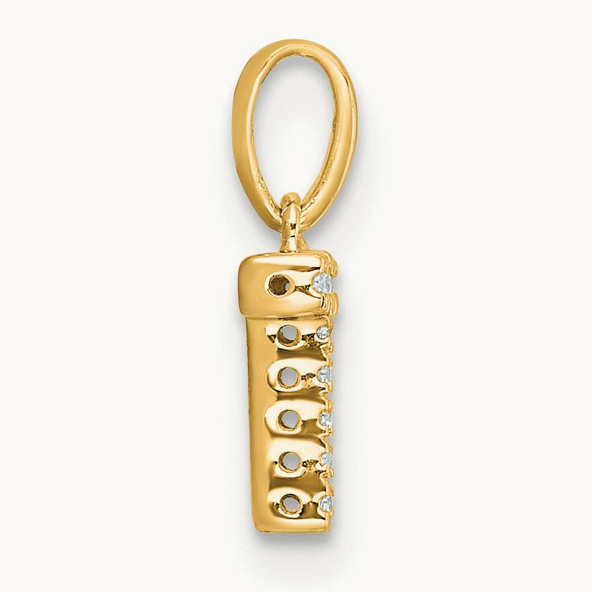 Diamond Initial with Bail Pendant — 14K Yellow Gold, T