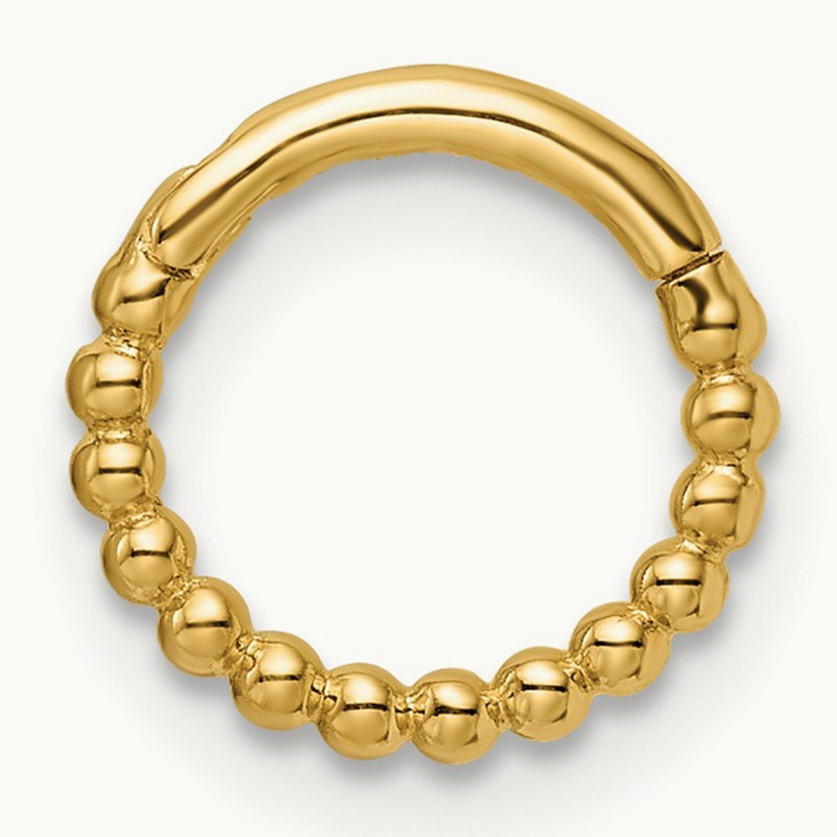 14 Gauge Beaded Cartilage Ring, 14K