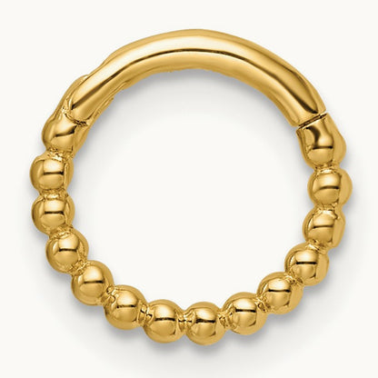 14 Gauge Beaded Cartilage Ring, 14K
