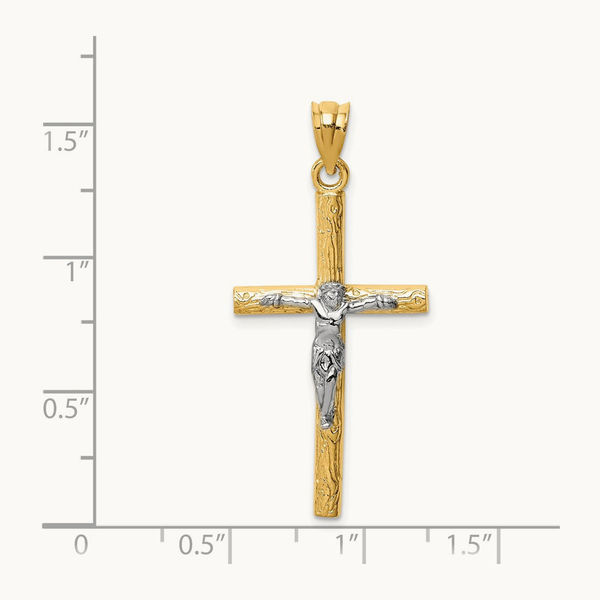 Crucifix Pendant, 14K Two-tone