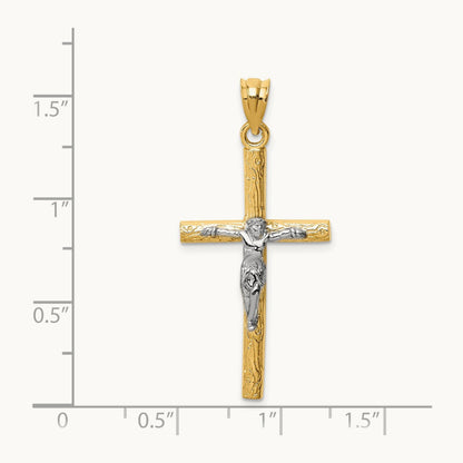 Crucifix Pendant, 14K Two-tone
