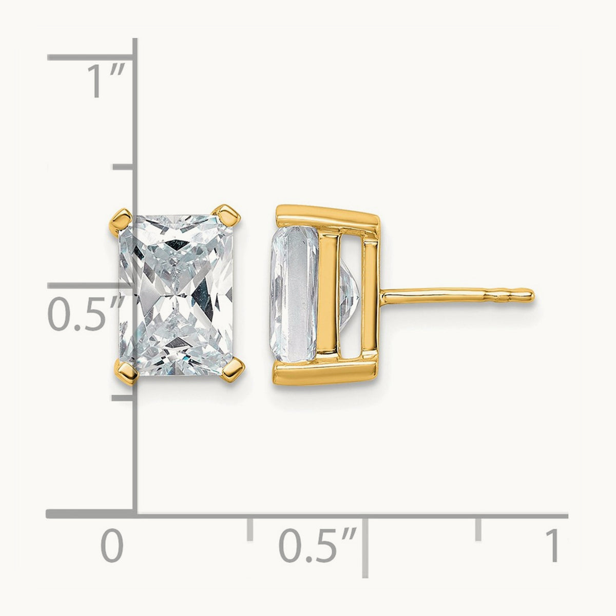 Radiant Four-Prong Stud Earrings, 0.50-6.00 ct tw Lab-Grown Diamond — 5 ct, 14K Yellow Gold