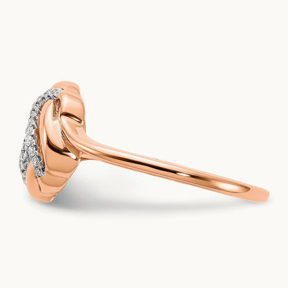 Polished Diamond Love Knot Ring, 14K Rose Gold