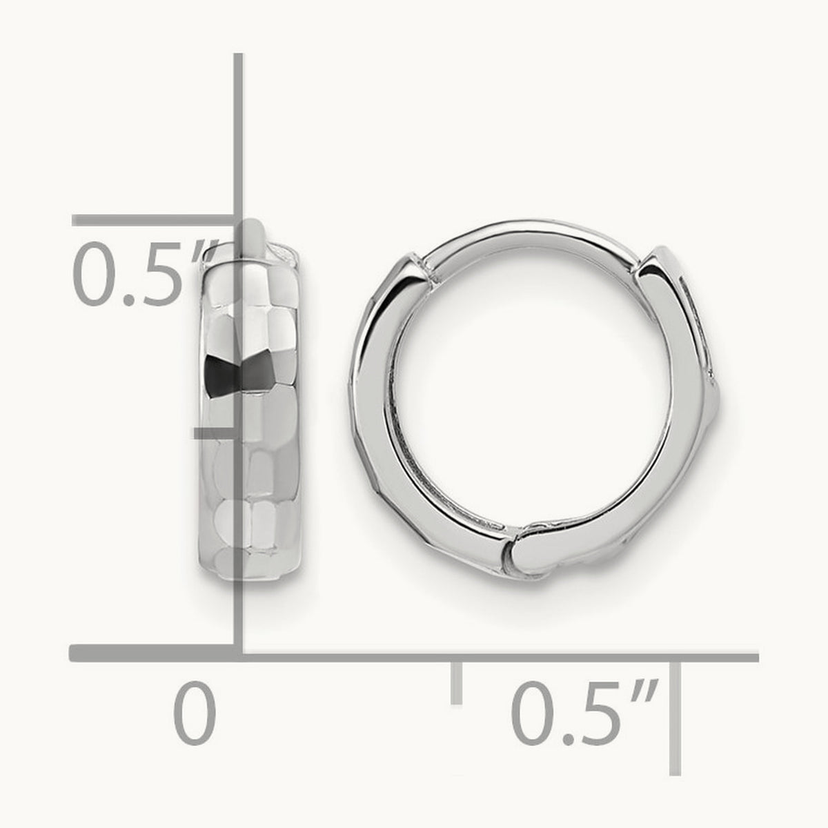 Polished and D/C Huggie Hoop Earrings, 14K White Gold — Leslie's