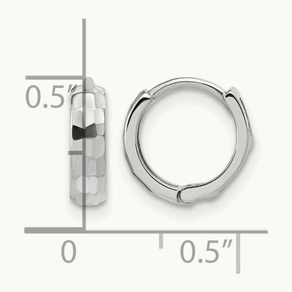 Polished and D/C Huggie Hoop Earrings, 14K White Gold — Leslie's