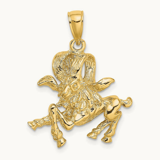 Large Aries Zodiac Charm, 14K