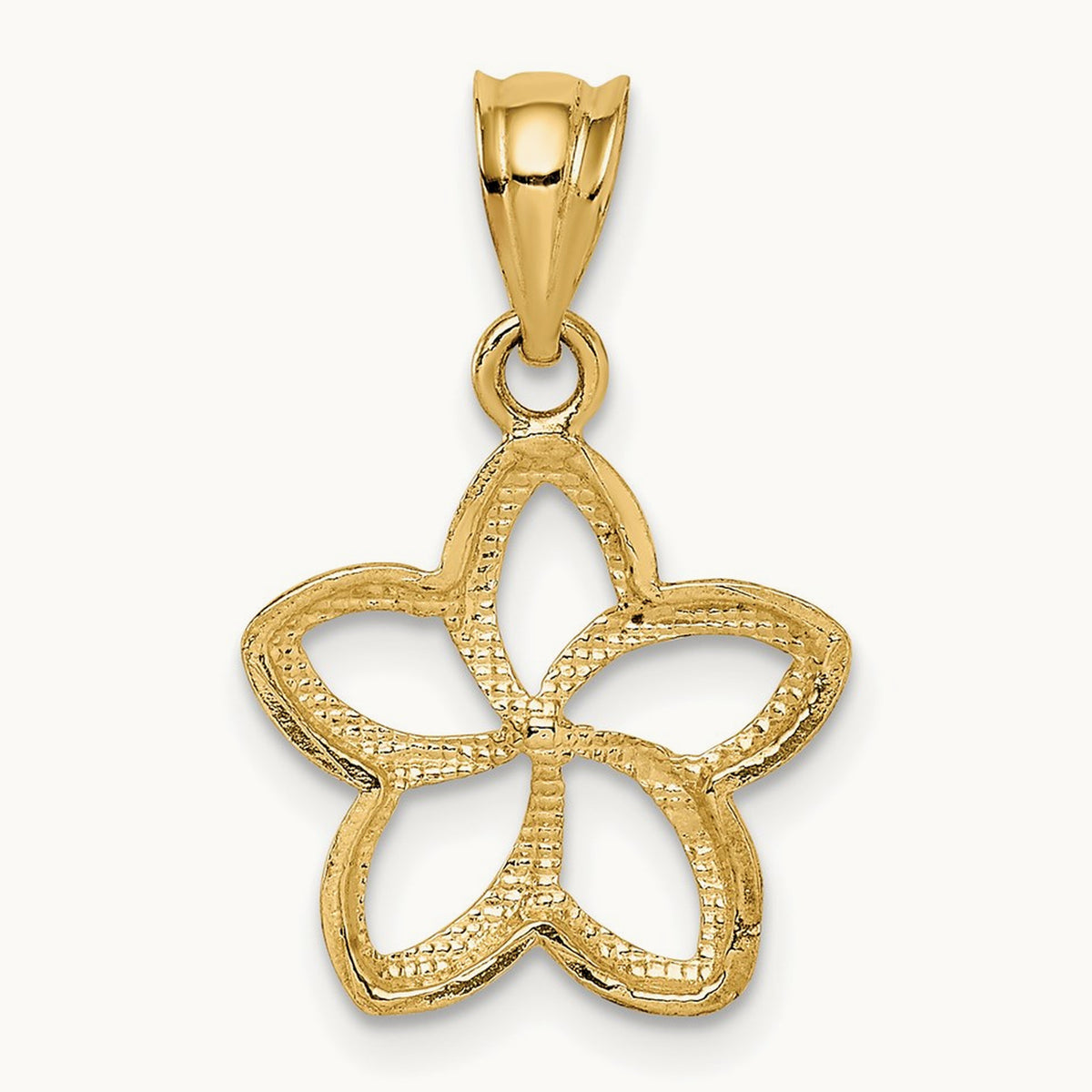 Polished Small Cut-out Plumeria Pendant, 14K