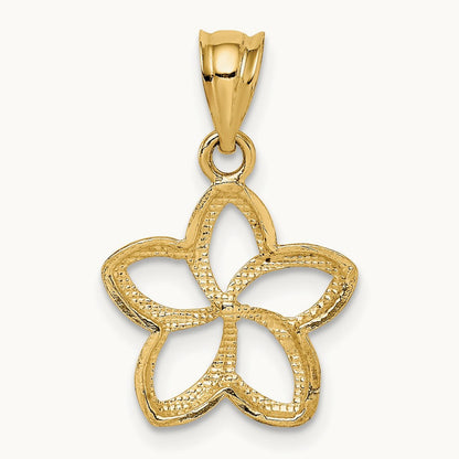 Polished Small Cut-out Plumeria Pendant, 14K