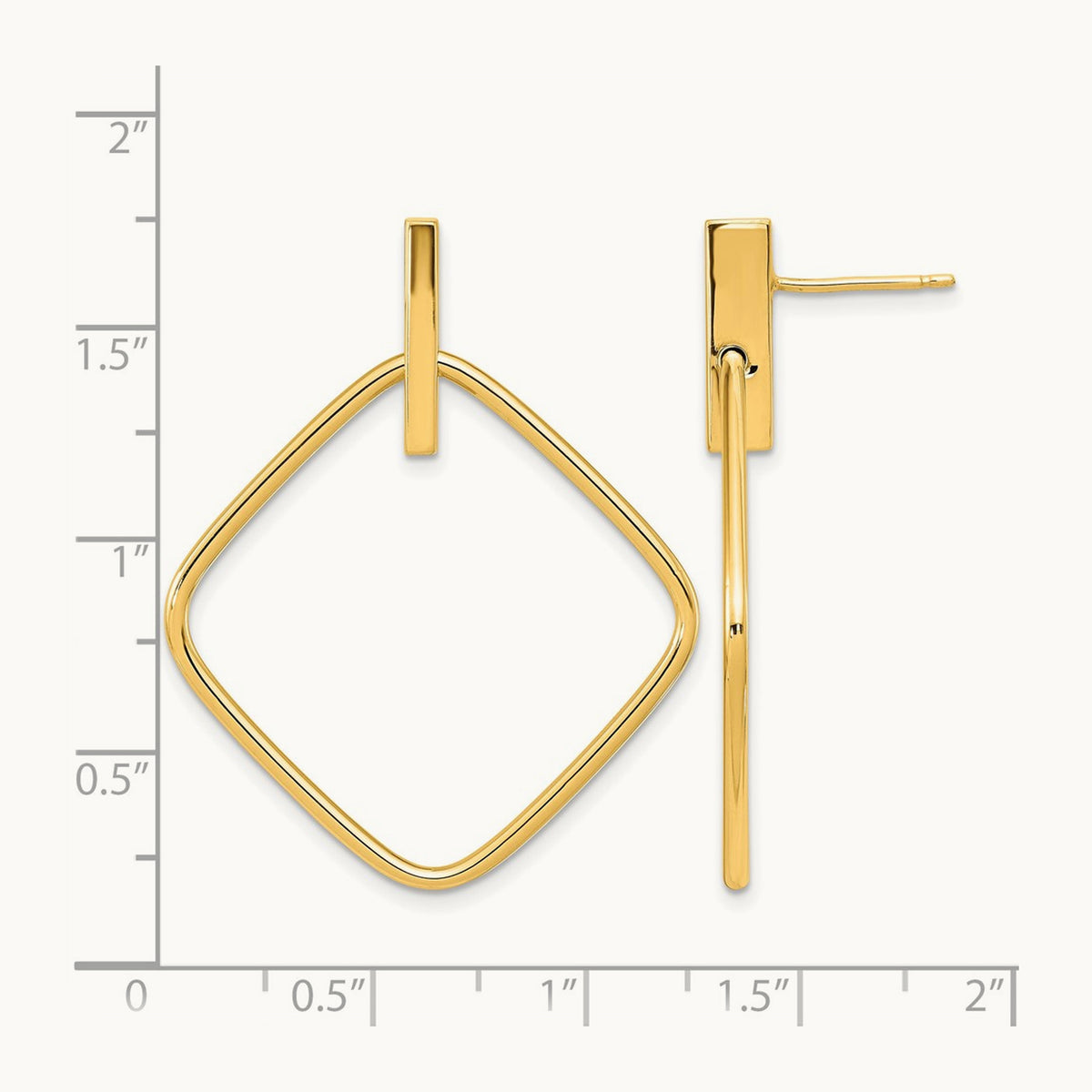 Polished Square Post Dangle Earrings, 14K — Leslie's