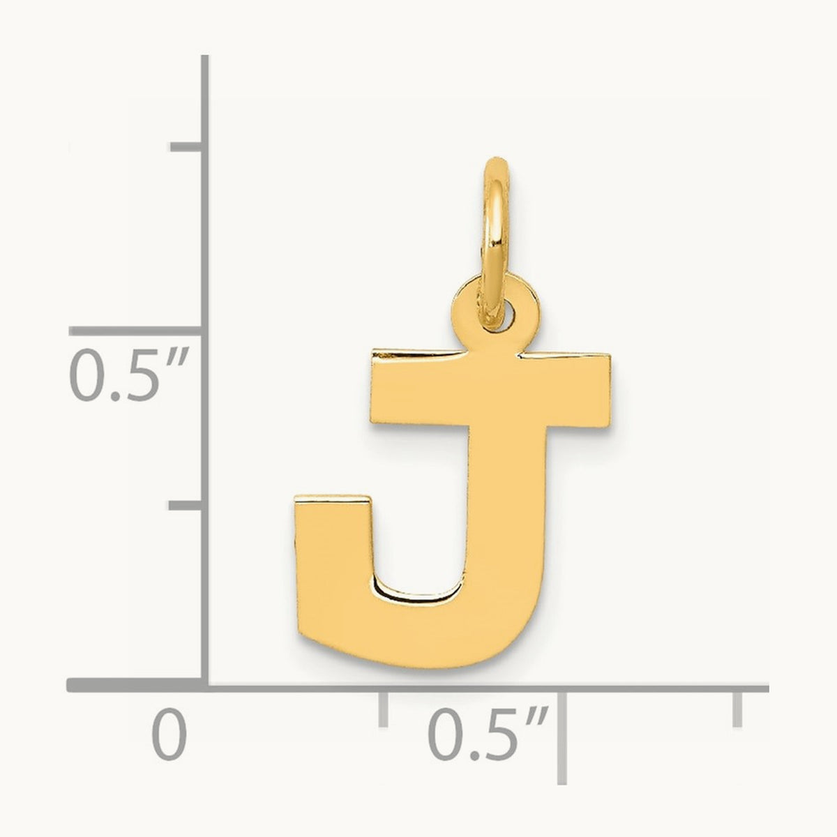 Small Block Initial Charm — 14K Yellow Gold, J