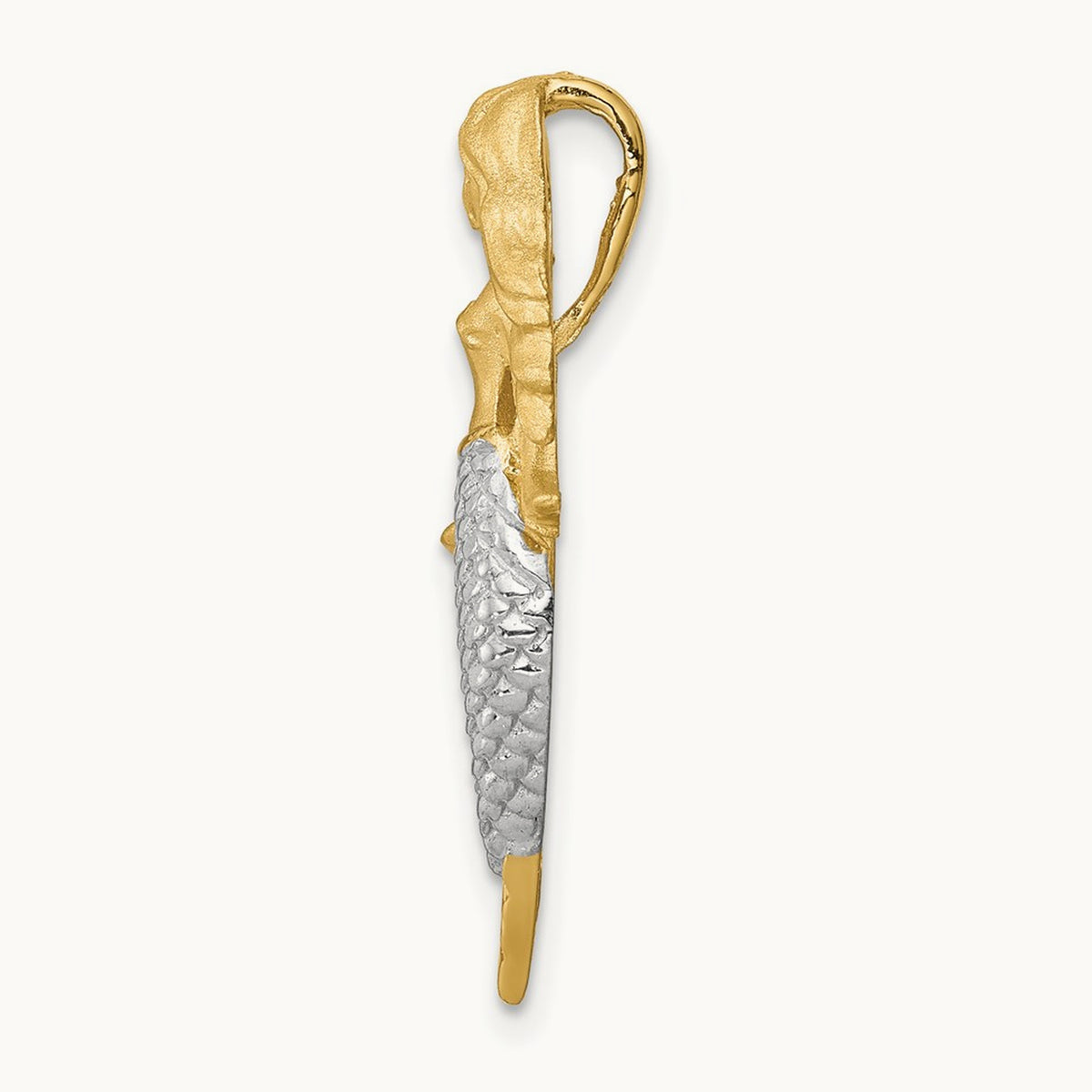 & White Rhodium Brushed Mermaid Slide, 14K