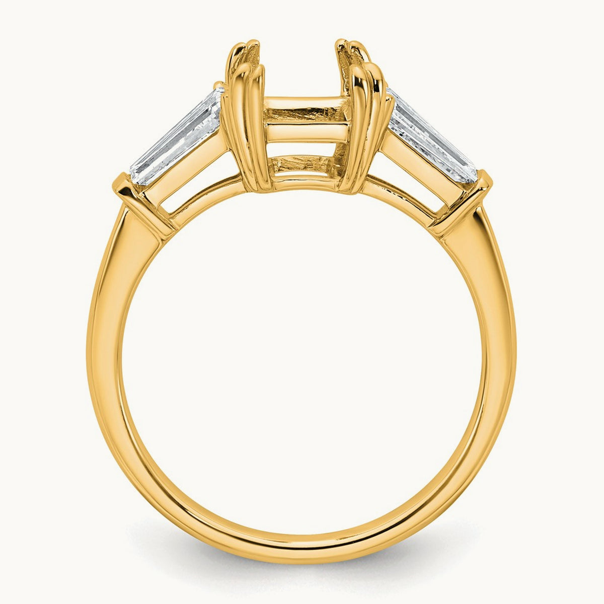 Emerald Center Semi-Mount Engagement Ring — 14K Yellow Gold, 7/8 ct, 7